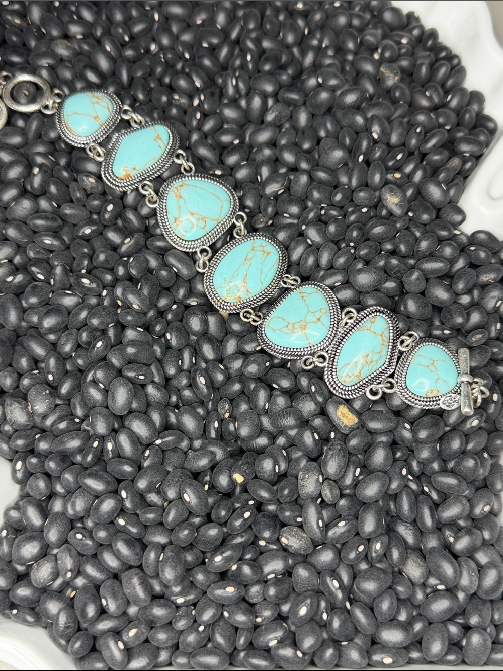 Faux Turquoise Stone Link Bracelet - Women Jewelry 8 in